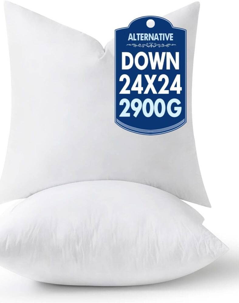 MIULEE 24x24 Pillow Inserts Pack of 2,Down Alternative Throw Pillows